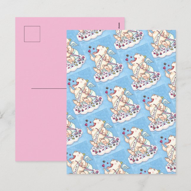 CARTÃO POSTAL DE FESTIVIDADES ADICIONADO AO AMOR BABY CUPID ENGRAÇADO, CHOCOLATE (Frente/Verso)