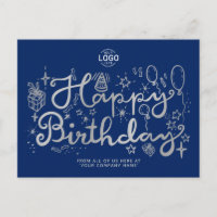 Adicione o logotipo Doodle Prata Feliz Aniversário