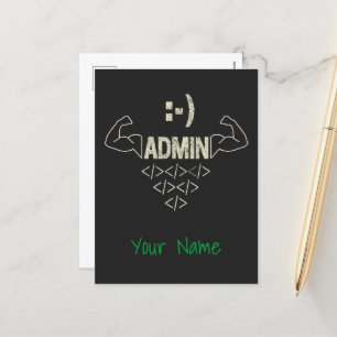 Cartão Postal De Festividades Administrador Admin IT Sysadmin Computer Scientist