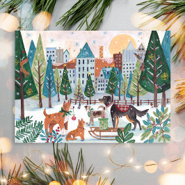 Cartão Postal De Festividades Adorable Dogs Pet Dog Lover Christmas City Park