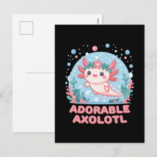 Cartão Postal De Festividades Adorável Adesiveness Aquática de Axolote