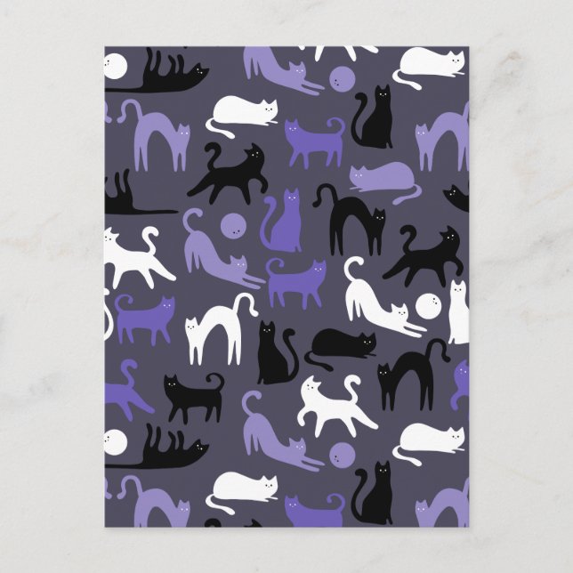 Cartão Postal De Festividades Adorável Yoga Gatinho Fazer Poses (Frente)