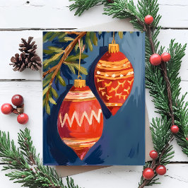 Cartão Postal De Festividades Adornos de Natal Aquarela Cartão de Férias