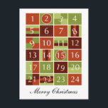 Cartão Postal De Festividades Advento Calendar<br><div class="desc">Advento Calendar</div>