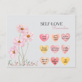 Cartão Postal De Festividades Afirmação de Autoamor em Forma de Coração Cita Ros