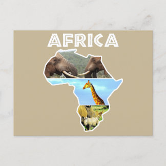 Cartão Postal De Festividades África, Colagem Continente de Vida Selvagem