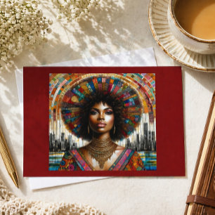 Cartão Postal De Festividades Afrofuturismo Retrato de Mulher Negra Arte Ousada