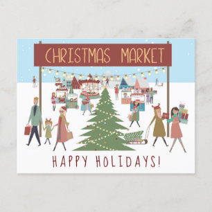 Cartão Postal De Festividades Agito e Azáfama da Cena do Mercado de Natal