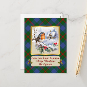 Cartão Postal De Festividades Agnew Crest & Tartan w/Robin Personalizado
