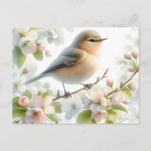 Cartão Postal De Festividades Água-forte Floral de Cerejeira em Flor na Primaver