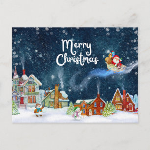 Cartão Postal De Festividades Água-forte Natal Papai Noel, Boneco de Neve 