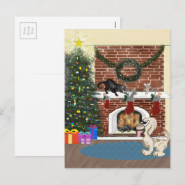 Cartão Postal De Festividades Aguardando Cartão-Postal de Papais noeis