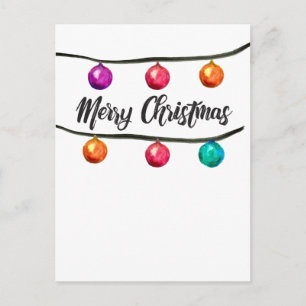 Cartão Postal De Festividades Aguarela, Feliz Natal, bolas do ornamento