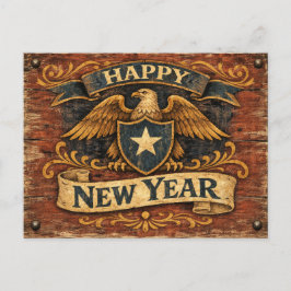 Cartão Postal De Festividades Águia Escudo Ano Novo Rústico Americano