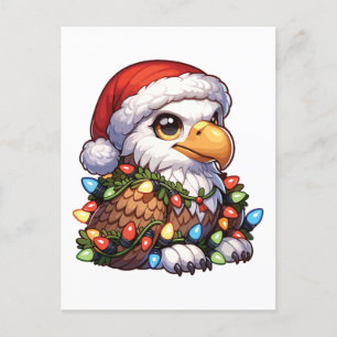 Cartão Postal De Festividades águia Feliz Natal Animais de inverno Águias-branca
