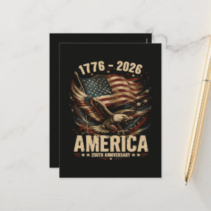 Cartão Postal De Festividades Águia Patriótica do 250º Aniversário da América