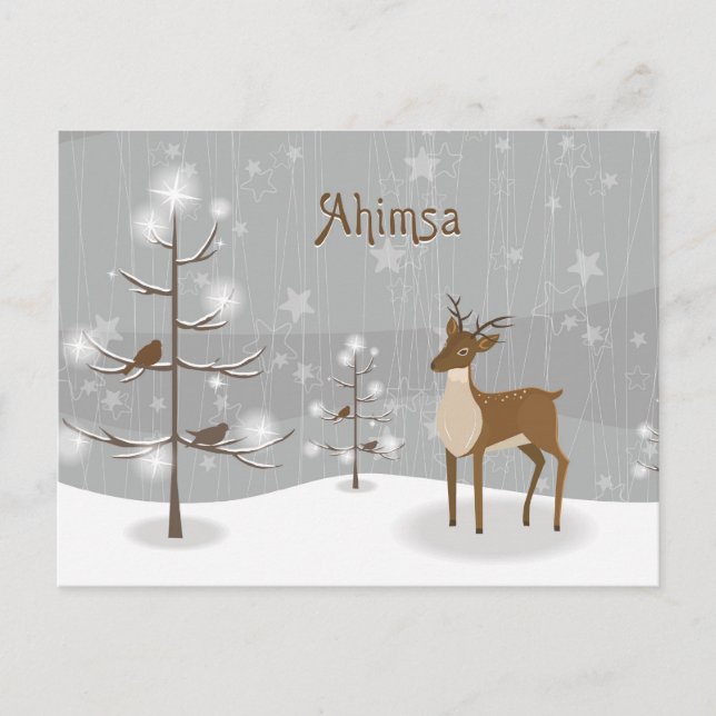 Cartão Postal De Festividades Ahimsa Holiday Reindeer (Frente)