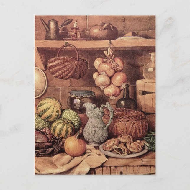 Cartão Postal De Festividades Ainda vida com comida do Natal (Frente)