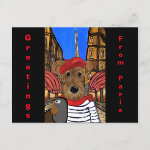 Cartão Postal De Festividades Airedale Terrier