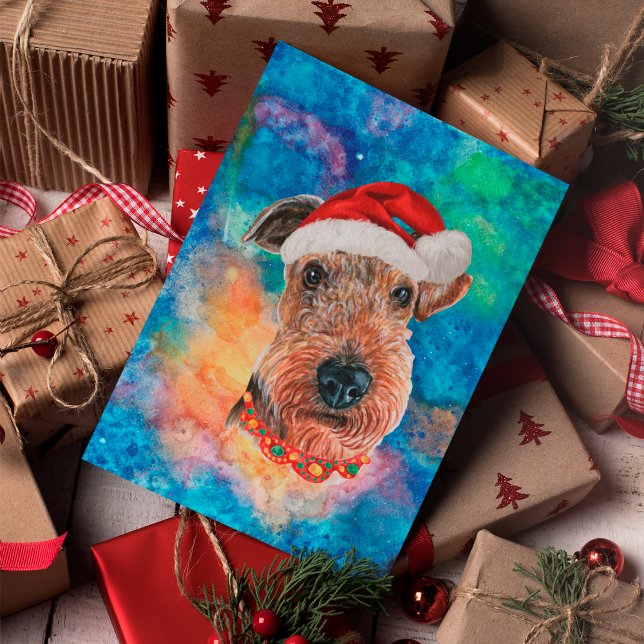 Cartão Postal De Festividades Airedale Terrier Brerier Breed Dog Christmas (Criador carregado)