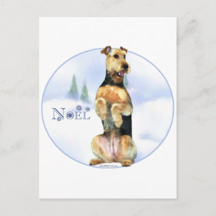 Cartão Postal De Festividades Airedale Terrier Noel