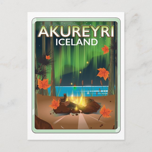 Cartão Postal De Festividades Akureyri poster de viagens da Islândia (Frente)
