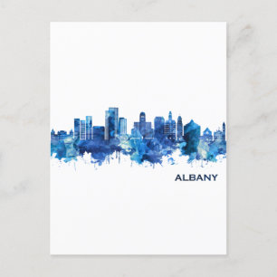 Cartão Postal De Festividades Albany New York Skyline Blue