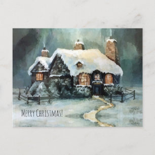 Cartão Postal De Festividades Aldeia das Miniaturas Encantadoras da Watercolor C