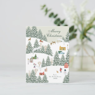Cartão Postal De Festividades Aldeia de Natal Não Foto Verde