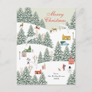 Cartão Postal De Festividades Aldeia de Natal Não Foto Vermelho
