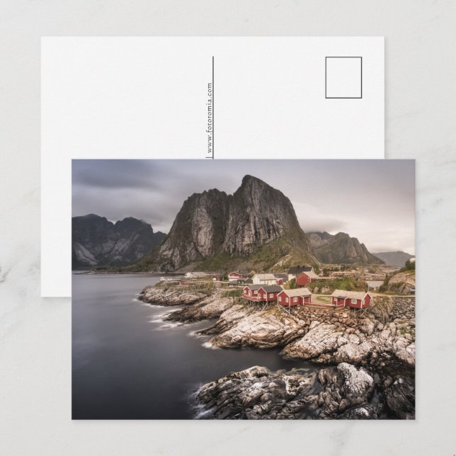 Cartão Postal De Festividades Aldeia de Pesca Lofoten Hamnoya (Frente/Verso)