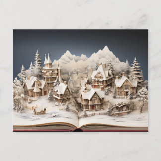 Cartão Postal De Festividades Aldeia de Storybook no Alpino de Natal