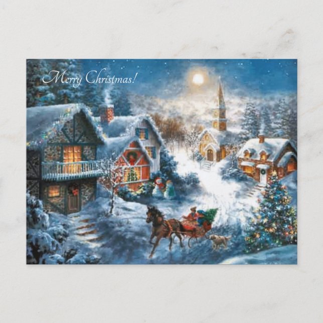 Cartão Postal De Festividades Aldeia Vitoriana Feliz Natal (Frente)