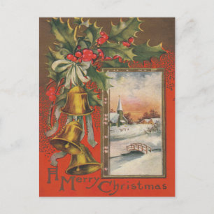Cartão Postal De Festividades Aldra "Um Natal Alegre" Sininhos Vila de Inverno