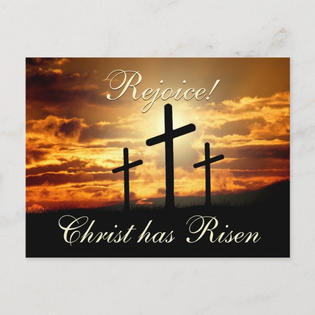 Cartão Postal De Festividades Alegra-te! O cristo tem risen, Páscoa cruz (Frente)
