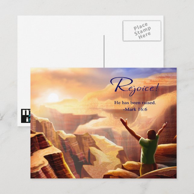 Cartão Postal De Festividades Alegra-te. Páscoa Religiosa Cristã (Frente/Verso)