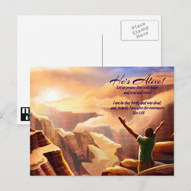 Cartão Postal De Festividades Alegra-te. Páscoa Religiosa Cristã (Frente/Verso)