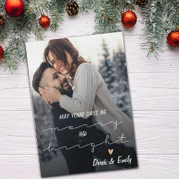 Cartão Postal De Festividades Alegre e Brilhante Letra Bonita Foto Feliz Natal