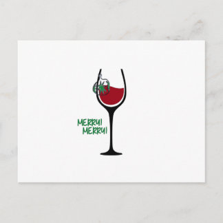 Cartão Postal De Festividades Alegre pouco cartão do vidro de vinho do Natal