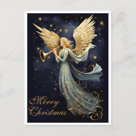 Cartão Postal De Festividades Alegria Celestial no Natal do Anjo Azul