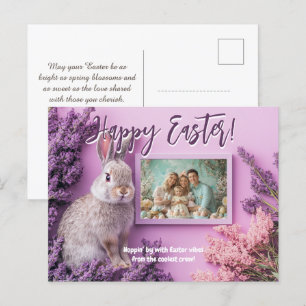 Cartão Postal De Festividades 🐰🥚🌸Alegria de Coelho Personalizável & Amor por 