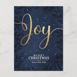 Cartão Postal De Festividades Alegria de Natal Cristã Dourada Céu Azul Escuro