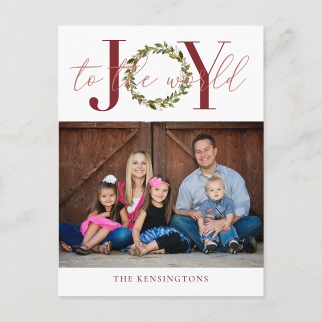 Cartão Postal De Festividades Alegria Elegante para a Foto do Natal Mundial (Frente)