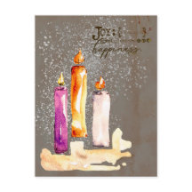 Alegria! Trio de Velas com Sparkle de Aquarela
