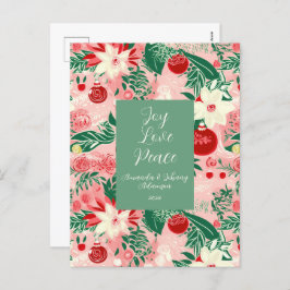 Cartão Postal De Festividades Alegria Verde Rosa Amor Paz Posta Floral