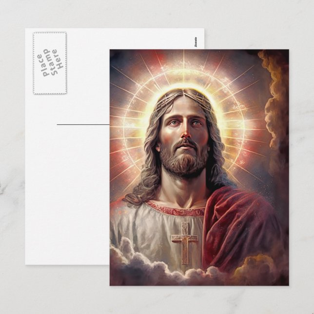 Cartão Postal De Festividades Aleluia! Olá, Risen! Pintura de Jesus Cristo (Frente/Verso)