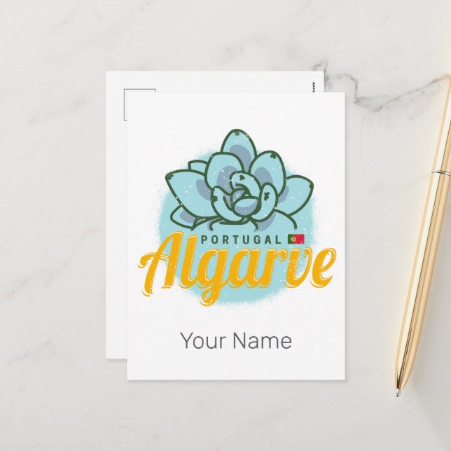 Cartão Postal De Festividades Algarve Portugal Flor Suculta Souvenir (Frente/Verso In Situ)