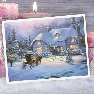 Cartão Postal De Festividades Algodão de Natal do inverno