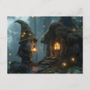 Cartão Postal De Festividades Algodão Gnomo Encantado à Lua: Fantasia