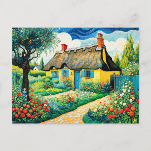 Cartão Postal De Festividades Algodão magro com jardim escocês